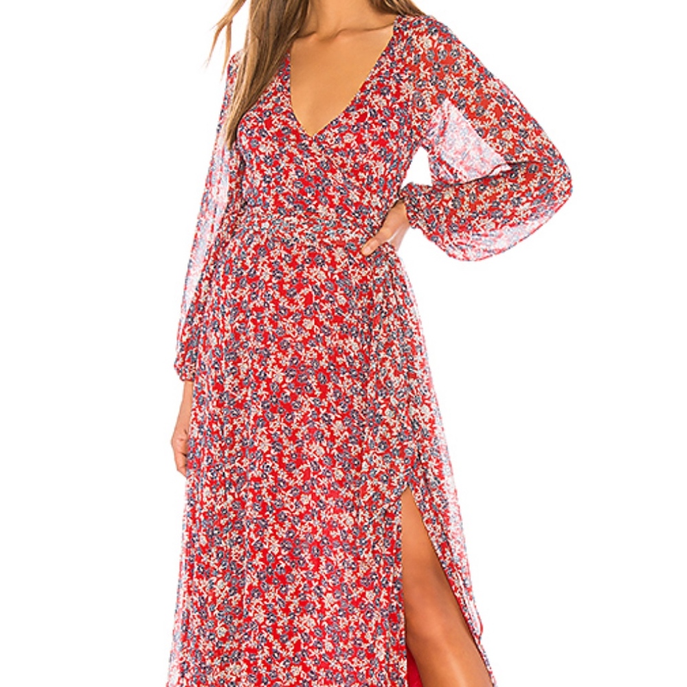 Nicholas Womens Red Blossom Silk Wrap Dress
